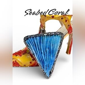 Seabed coral Blue and black Statement pendant-natural